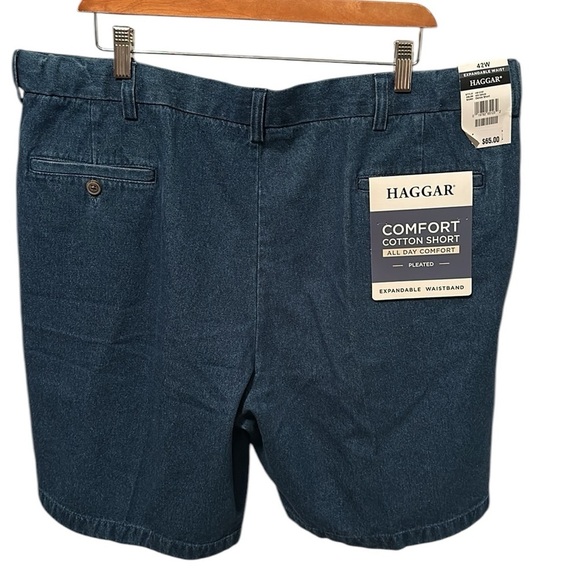 NWT Haggar Comfort Cotton Denim Shorts with Expandable Waist Zipper Mens Size 42 - Picture 2 of 12